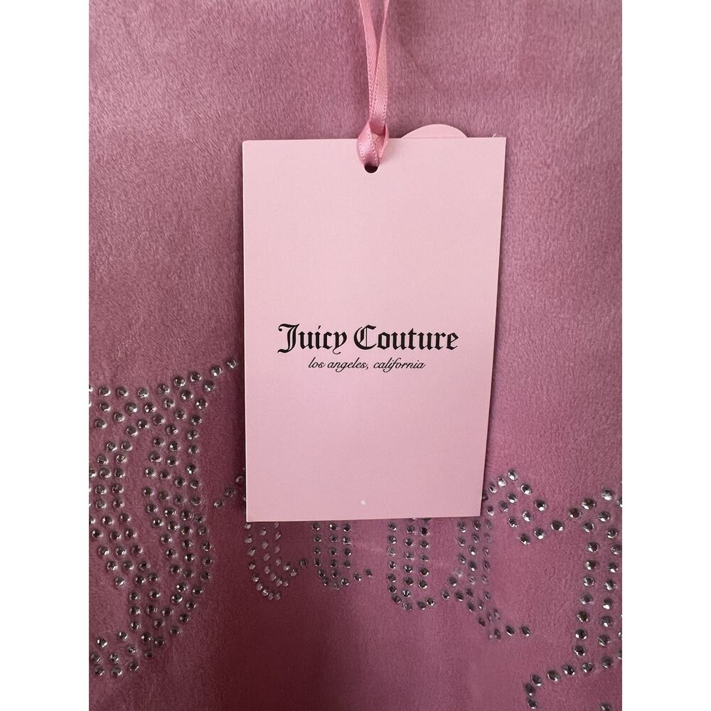 JUICY COUTURE 2 Pc Jogging Track Set Medium Top Pants Velour Rose Pink Bling NWT - Picture 4 of 16